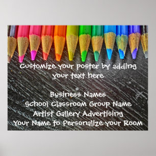 Customisable coloured pencil artistic poster