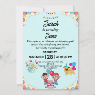 Customisable Colourful Birthday Party Invitation