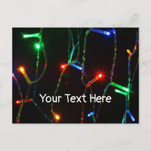Customisable colourful Christmas lights Postcard