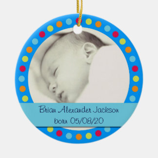 Customisable colourful dots photo frame ornament
