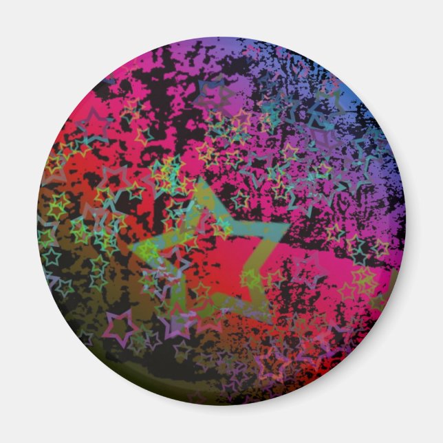 Customisable Colourful Grungy Star design Magnet (Front)