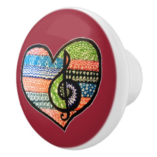 Customisable Colourful Music Lovers Heart Ceramic Knob