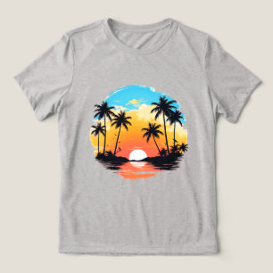 Customisable colourful tropical scenery Tri-Blend shirt