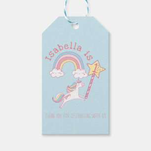 Customisable Colourful Unicorn Magic Wand Birthday Gift Tags