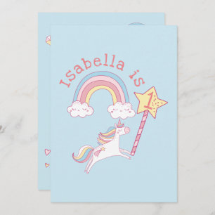 Customisable Colourful Unicorn Magic Wand Birthday Invitation