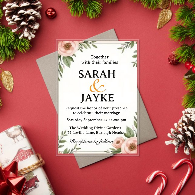 "Customisable Colourful Watercolor Floral Wedding  Acrylic Invitations (Insitu (Holiday))