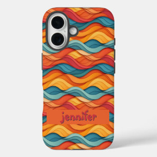 Customisable Colourful Wave Pattern iPhone 16 Case