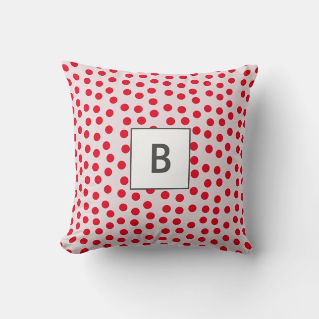 Customisable colours Polka dots monogram Cushion (Front)