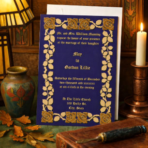 Customisable Colours Rose Vine Border Invitation