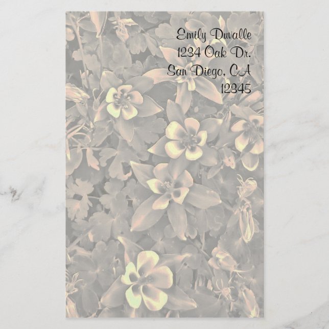 Customisable Columbine Flower stationary Stationery (Front)