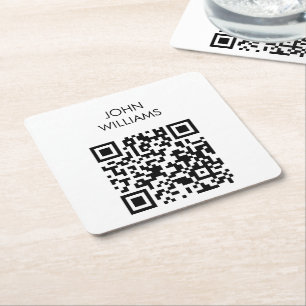 Customisable Company Exhibition Opening QR Code Square Paper Coaster