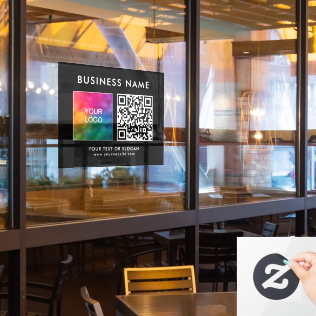Customisable Company Logo QR Code Elegant Modern (Restaurant Window)