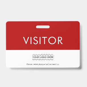 Customisable Company Logo Visitor Badge   Red ID Badge