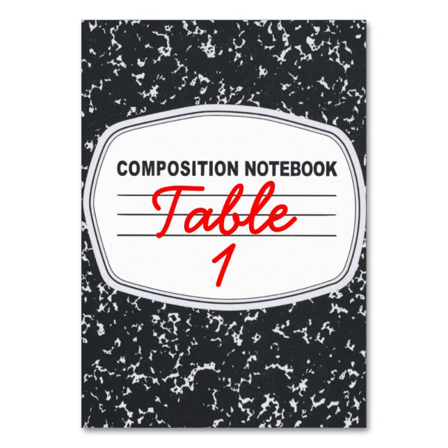 Customisable Composition Notebook Table Card (Front)