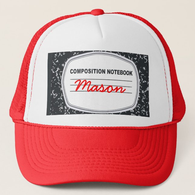 Customisable Composition Notebook Trucker Hat (Front)