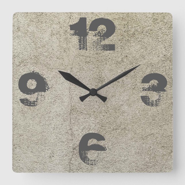 Customisable Concrete Square Wall Clock (Front)