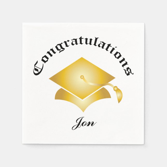 Customisable Congrats Graduation Napkins - gold (Front)