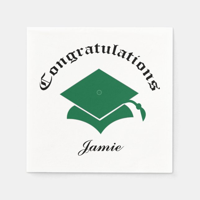 Customisable Congrats Graduation Napkins - green (Front)