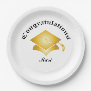 Customisable Congrats on Graduation Plates - Gold