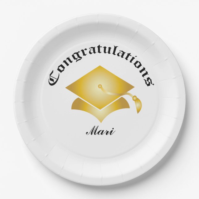 Customisable Congrats on Graduation Plates - Gold (Front)