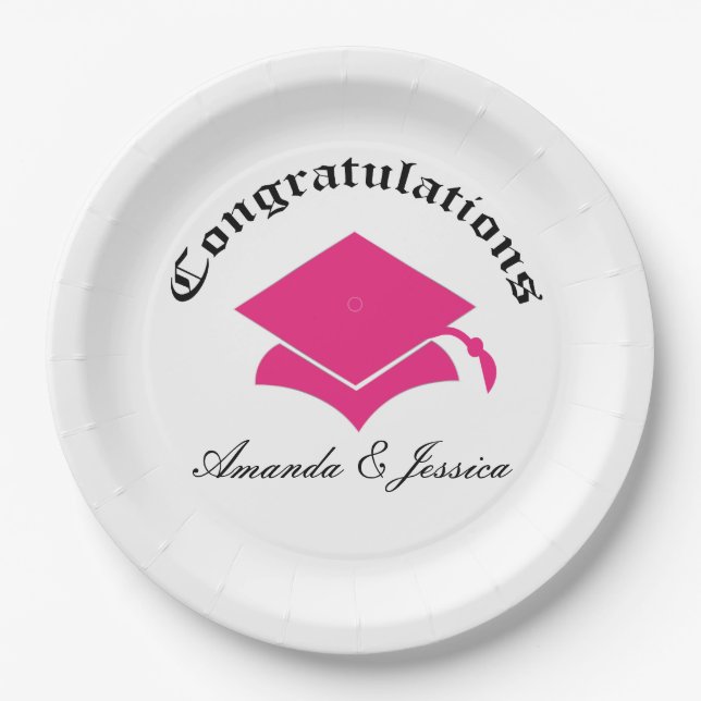Customisable Congrats on Graduation Plates - pink (Front)