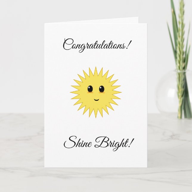 Customisable Congratulations Shine Bright on White Card (Front)