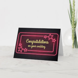 Customisable congratulations wedding neon stars card