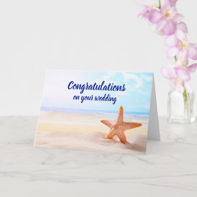 Customisable congratulations wedding starfish card (Orchid)