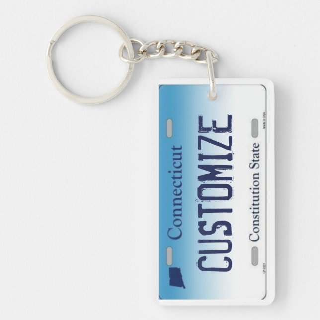 Customisable Connecticut license plate keychain (Front)