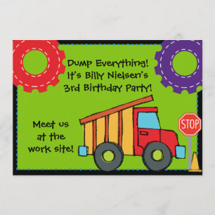 Customisable Construction Birthday 5x7 Invitation