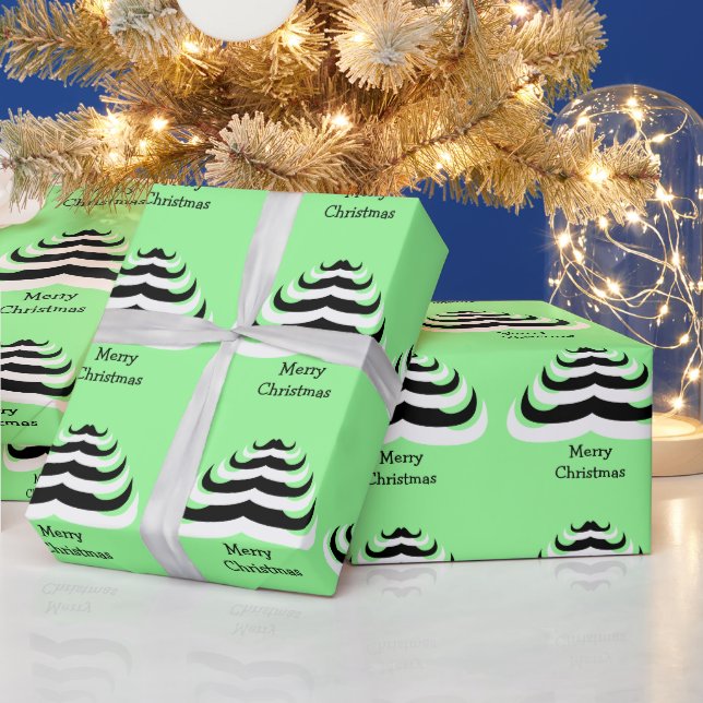 Customisable Cool and fun Moustache Christmas Tree Wrapping Paper (Holidays)