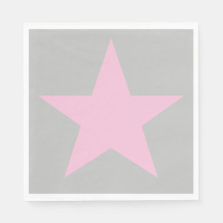 Customisable Cool and Funky Pink and Grey Star Napkin