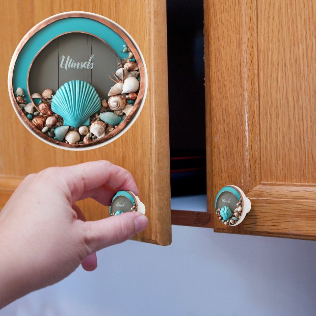 Customisable Copper and Rustic Sea Shells Ceramic Knob (Creator Uploaded)