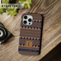 Customisable Copper Brown Dark Navy Blue Aztec 