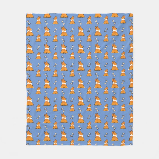 Customisable Corgi Butt Pattern Fleece Blanket (Front)