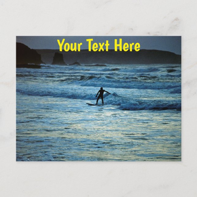 Customisable Cornwall surfing Postcard (Front)