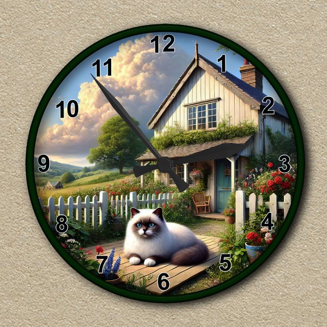 Customisable Countryside Clock With Fluffy Ragdoll (Creator Uploaded)