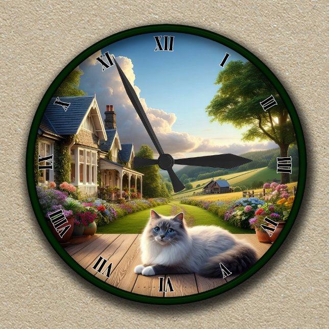 Customisable Countryside Clock With Fluffy Ragdoll (Creator Uploaded)