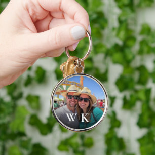Customisable Couple Photo Monogram Key Ring