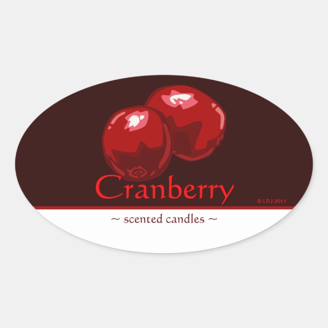 Customisable Cranberry Oval Sticker (Front)