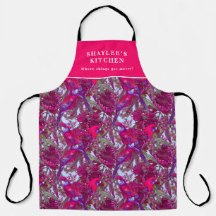 Customisable Crimson Rosella and Wildflowers Apron