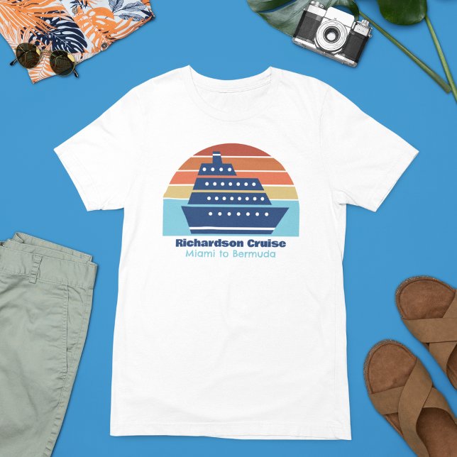 Customisable Cruise Ship Sunset Family Trip Tri-Blend Shirt (Creator Uploaded)