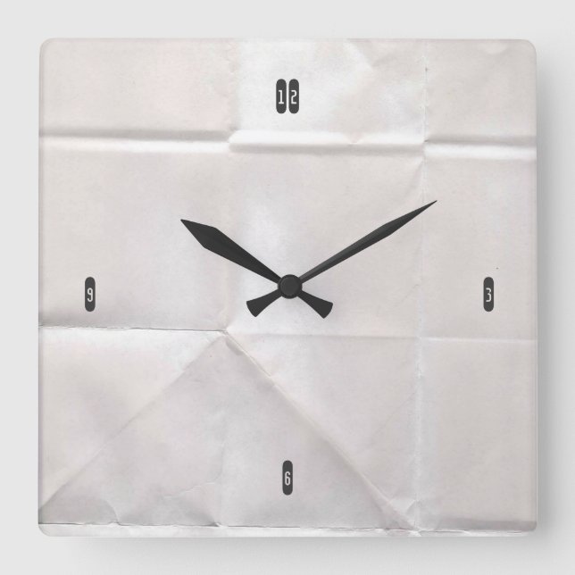 Customisable Crumpled Brown Paper Square Wall Clock (Front)
