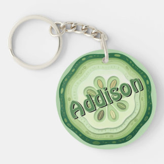 Customisable Cucumber Slice Key Ring