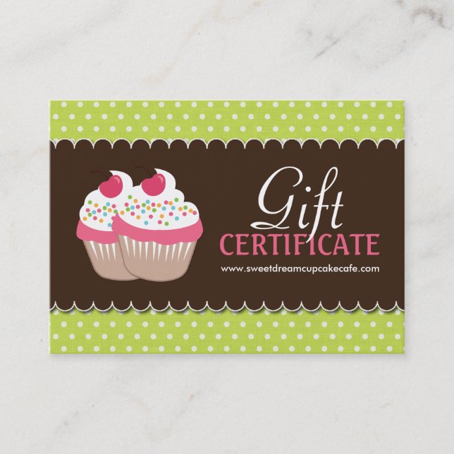 Customisable Cupcake Gift Certificate (Front)