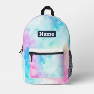 Customisable custom name Pastel Tie Dye Backpack