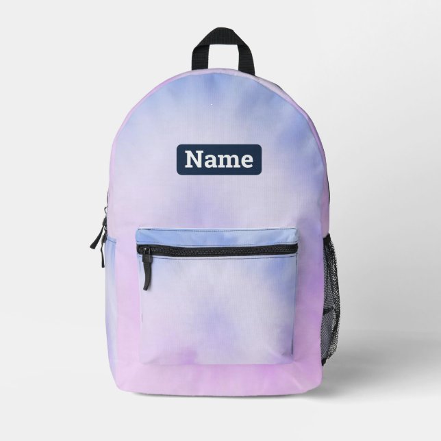 Customisable custom name Pastel Tie Dye Backpack (Front)