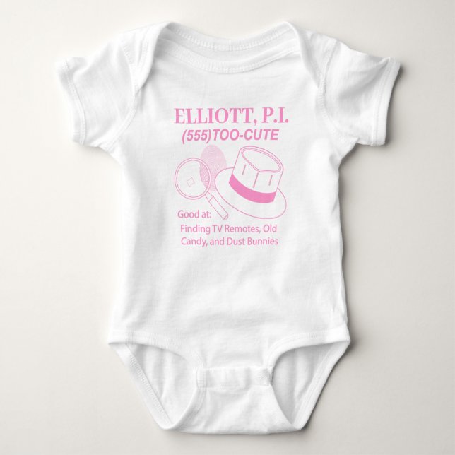 Customisable Cute Baby P.I. Baby Bodysuit (Front)