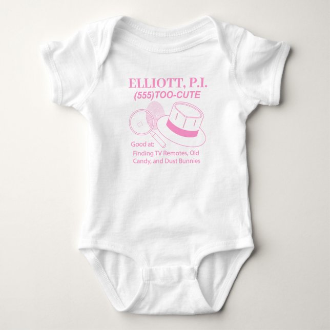 Customisable Cute Baby P.I. Bodysuit (Front)