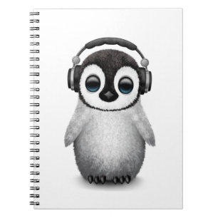 Customisable Cute Baby Penguin Dj with Headphones Notebook